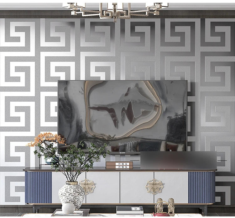 Greek Key Lattice Modern Geometric Wallpaper Hotel Study Background Wall PVC Bathroom Waterproof Wallpaper Pegatinas De Pared