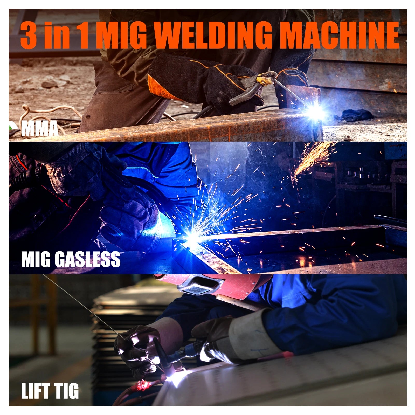 Máy Hàn MIG TIG MMA 3 Trong 1 HVM200 Inverter Không Gas