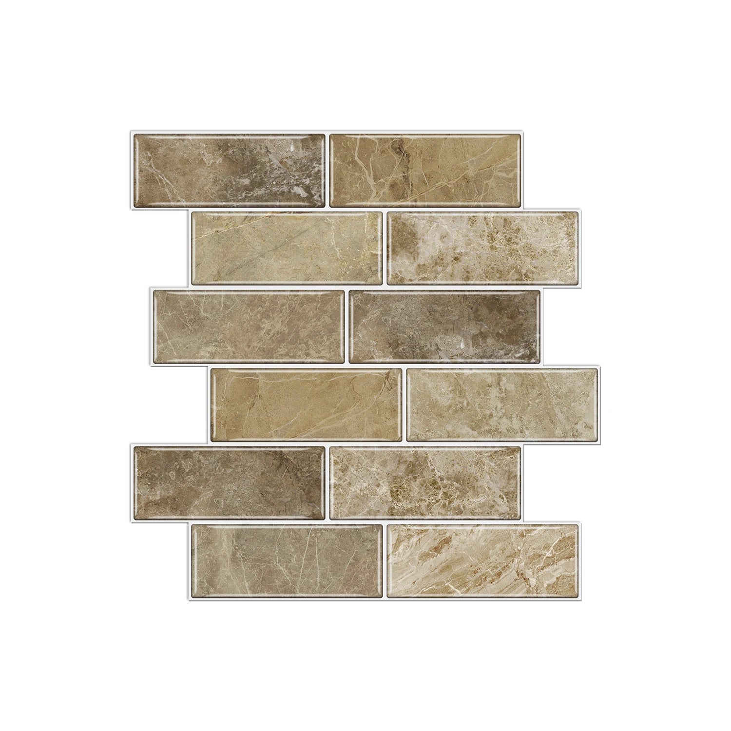 12PCS/Set Green Ceramic Tile Marble Waterproof Self-Adhesive PVC Wall Stickers, Kitchen Backsplash Oil Resistant Home Decoration