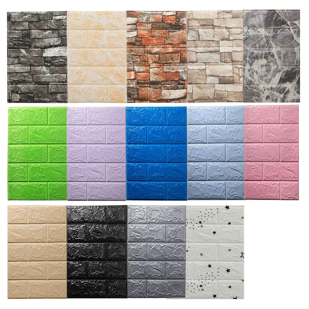 8/20pcs Foam 3D Brick Wall Stickers Adhesive Panel Home Decor Living Room Bedroom House Decoration Bathroom Waterproof Wallpaper