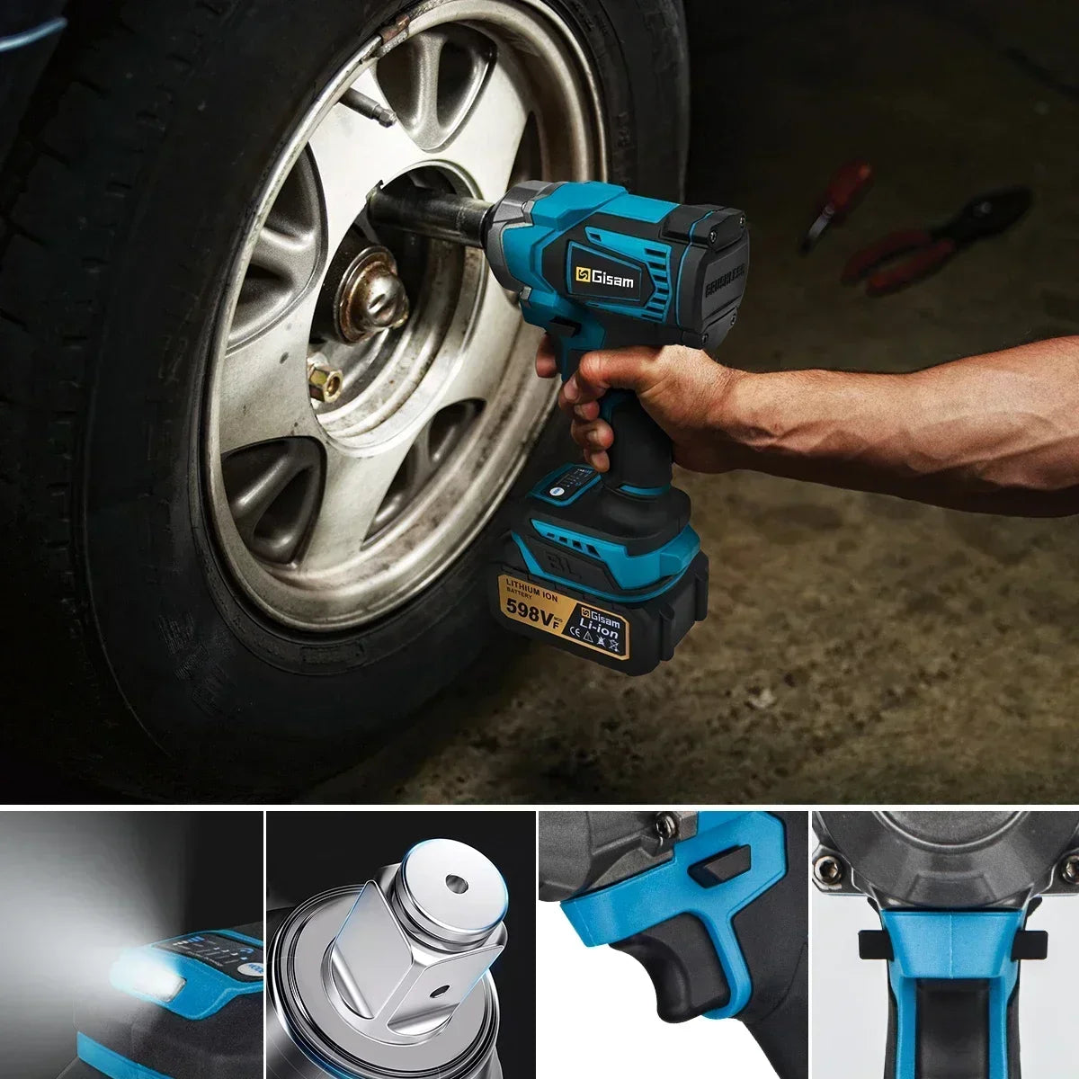 Gisam Impact Wrench Không Dây 1200Nm Makita 18V Pin