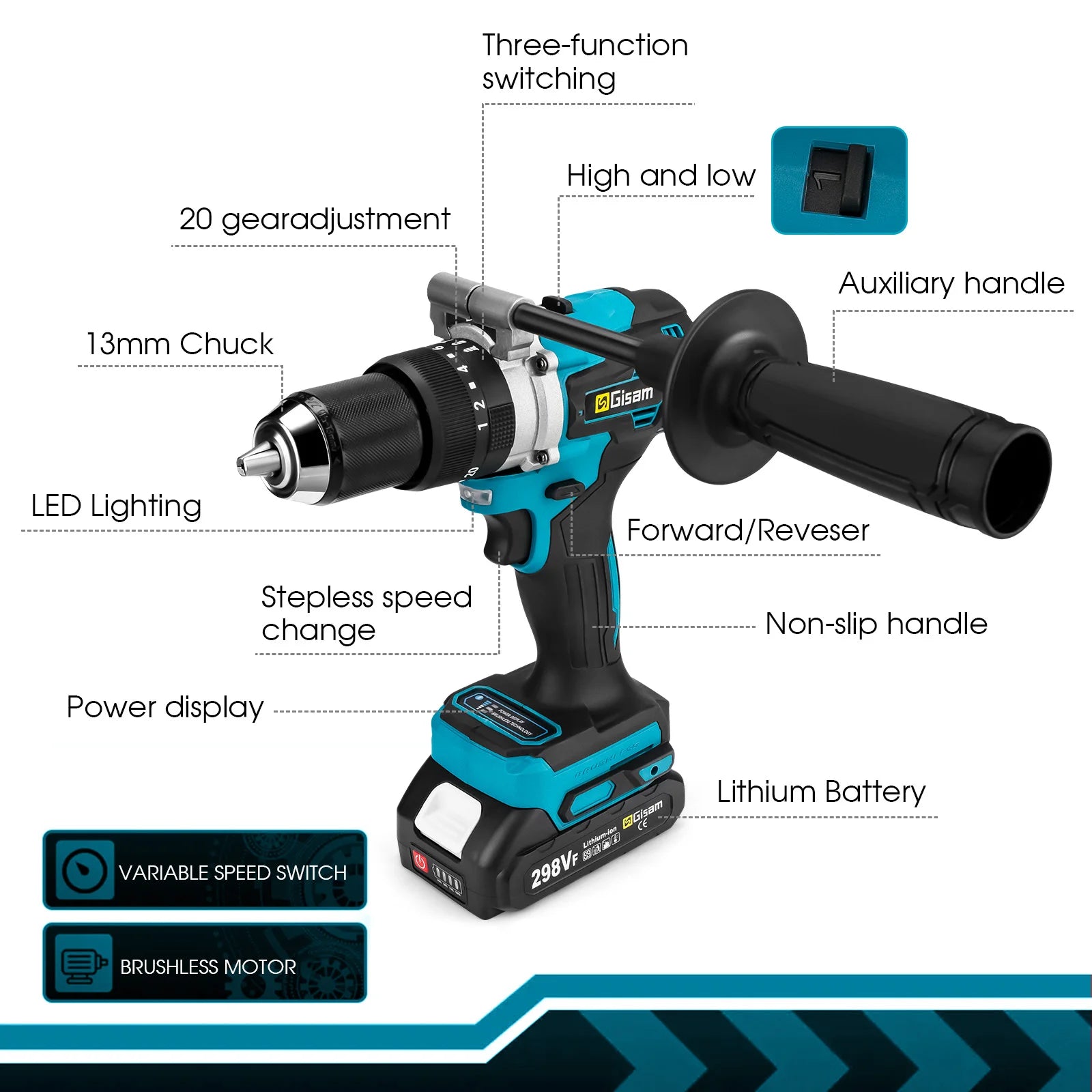 Máy Khoan Tác Động Không Dây Brushless 650Nm 13mm Pin Makita