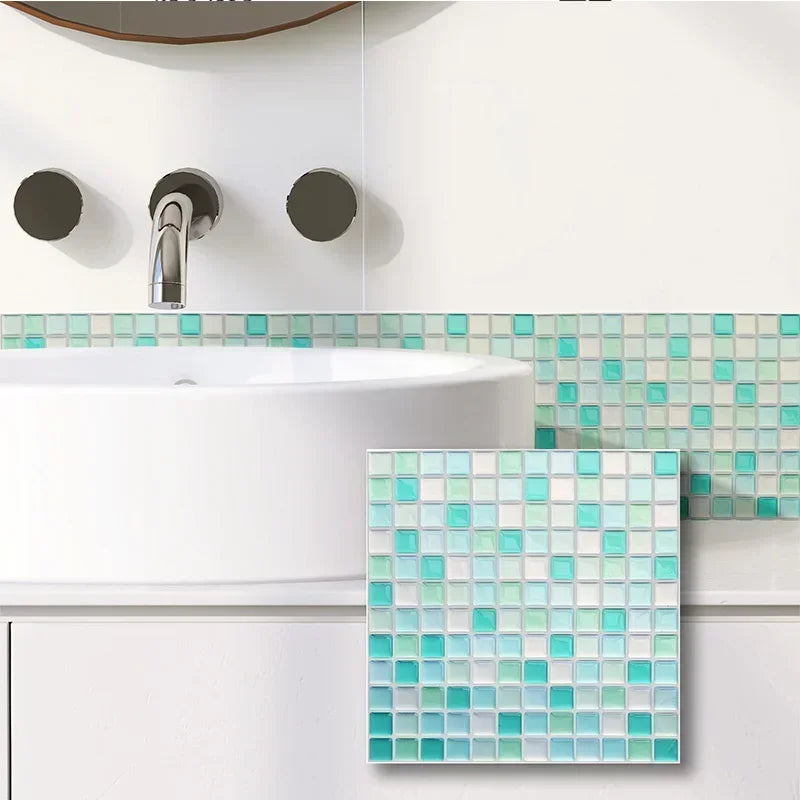 Dán Tường Gạch Mosaic Kính 3D Dính Chống Thấm 5 10 Miếng