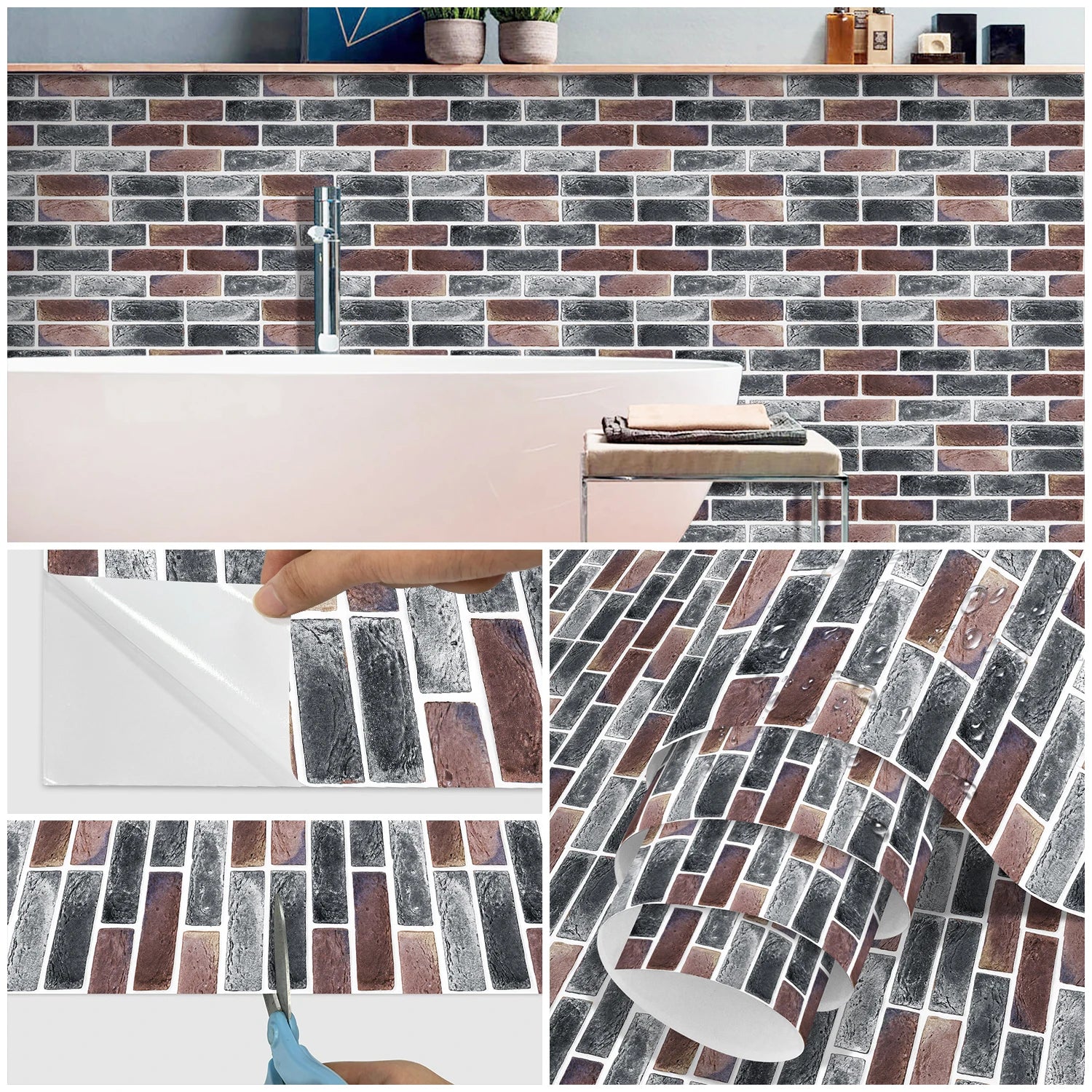 Dán Tường Gạch Retro Nổi Ghép Liền Chống Thấm Hiện Đại