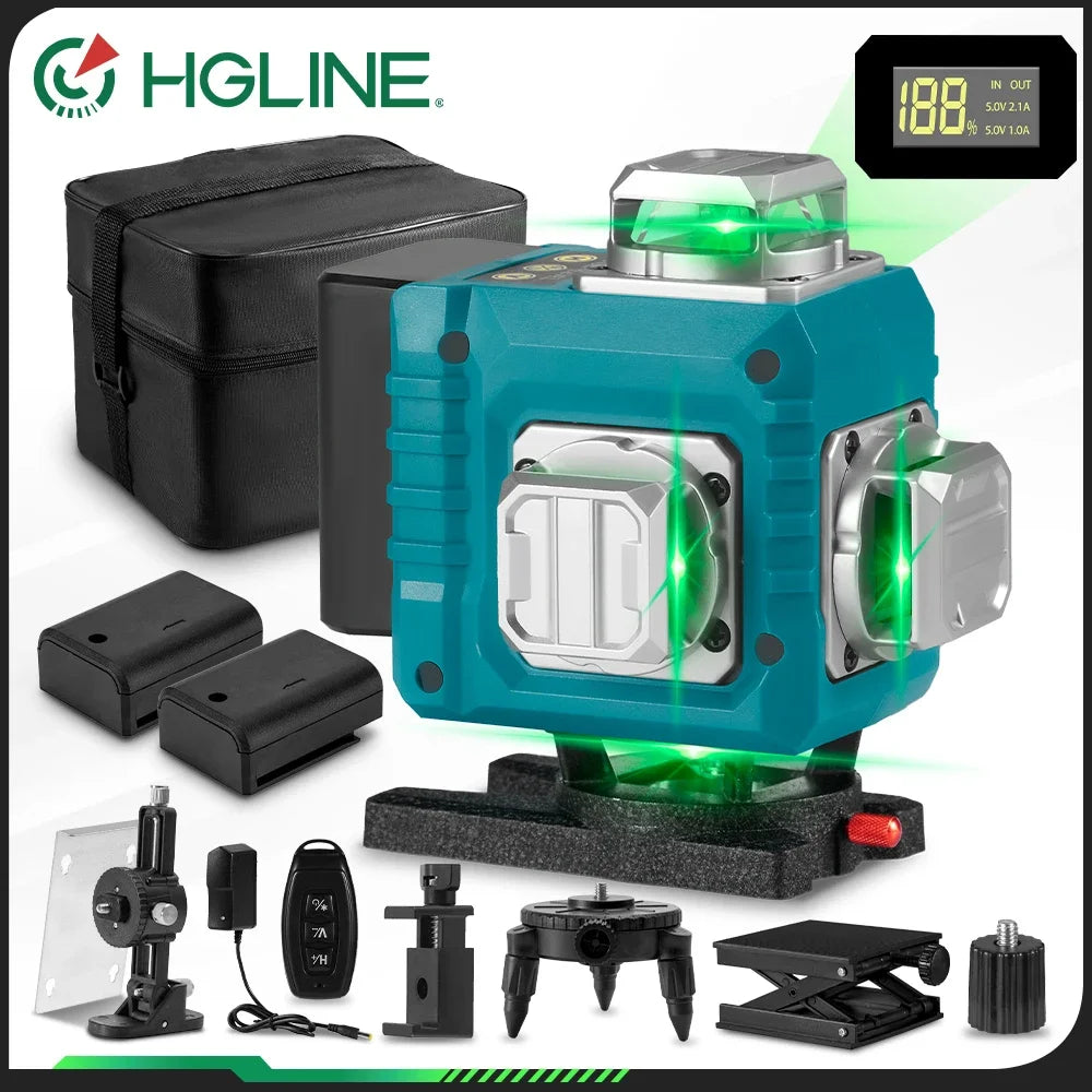 HGLINE Máy Laser Định Vị 16 Đường 4D Màu Xanh 360 Độ 30m