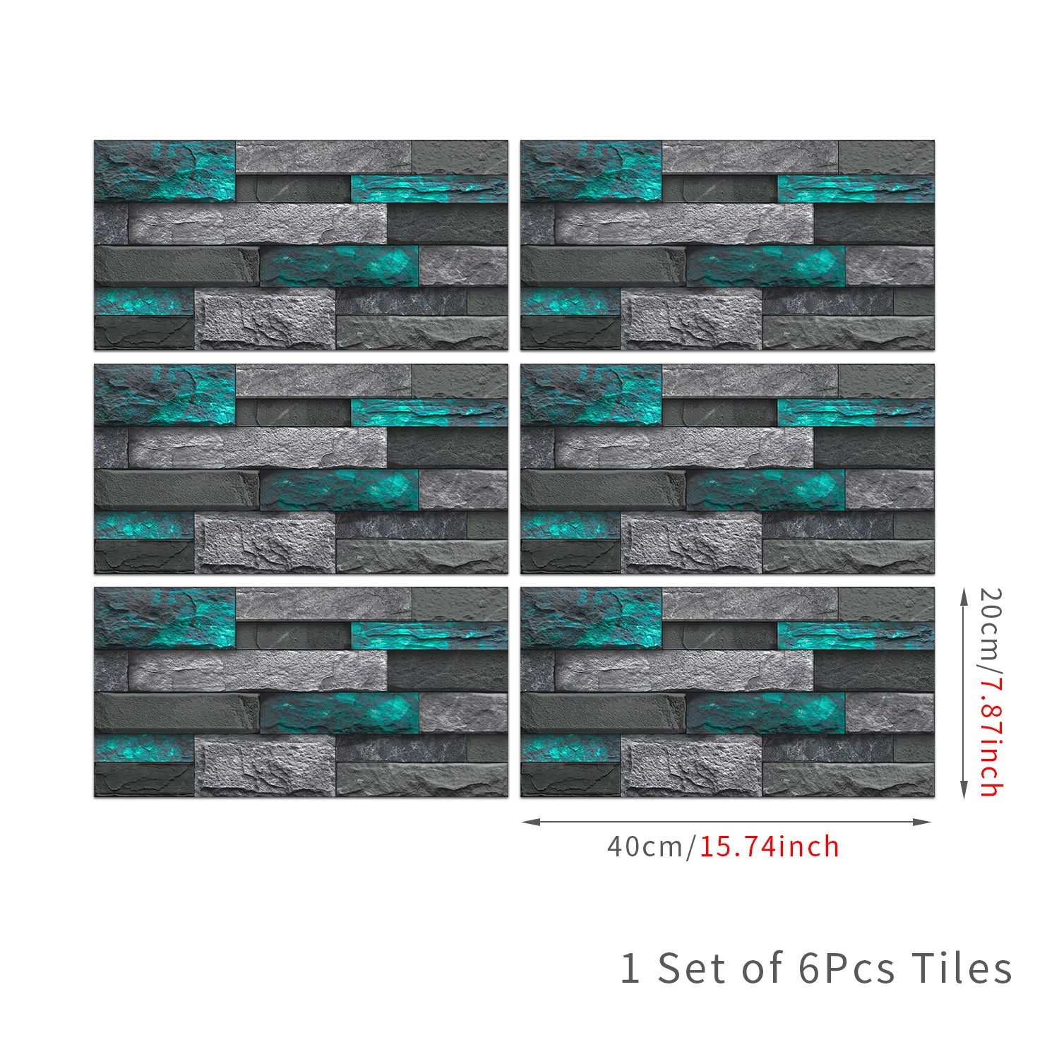 6 Bộ Dán Tường 3D Giả Gạch Đá 30x15cm Chống Thấm Dầu
