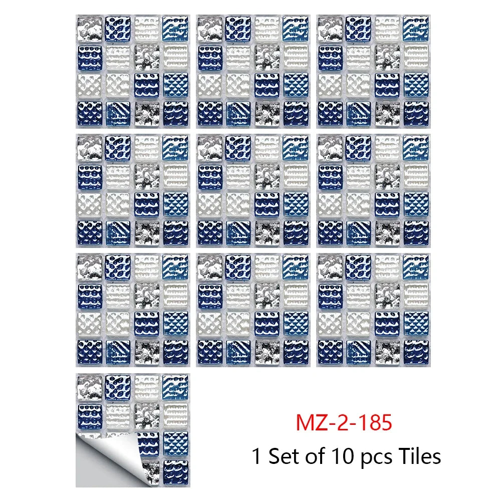 10 Miếng Dán Gạch Mosaic Tím Dán Dính 2D Cho Bếp Phòng Tắm