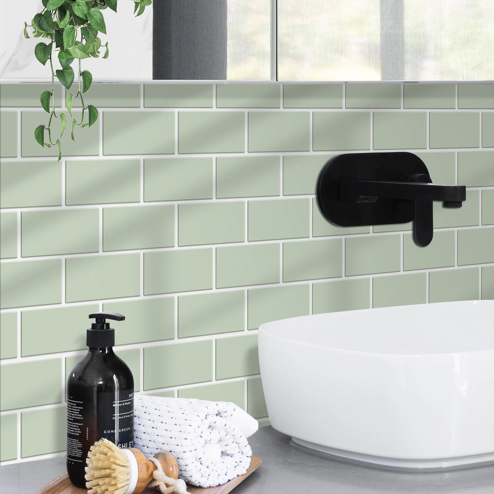 5pcs Subway Design Wall Tile Sticker Peel and Stick Thicker Backsplash 3DWallpaper Stick on Wall for Kitchen RV Room Decor