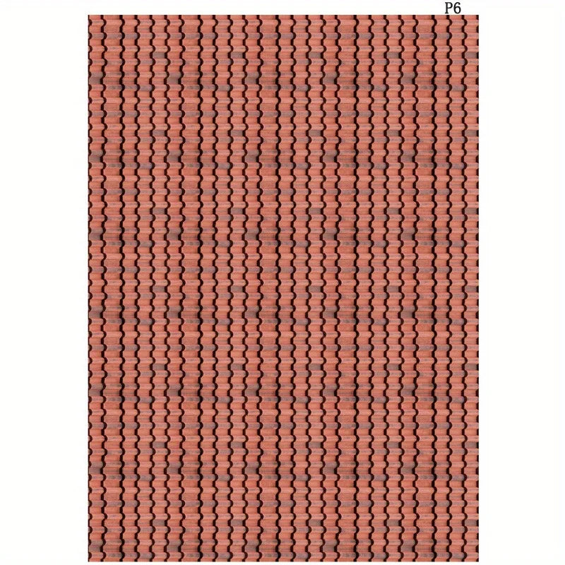 1sheet Self-Adhesive Decorative Film Roof Tiles for Model, 1:12 Miniature Roof Tiles Paper, Film Roof Tiles for Model Making