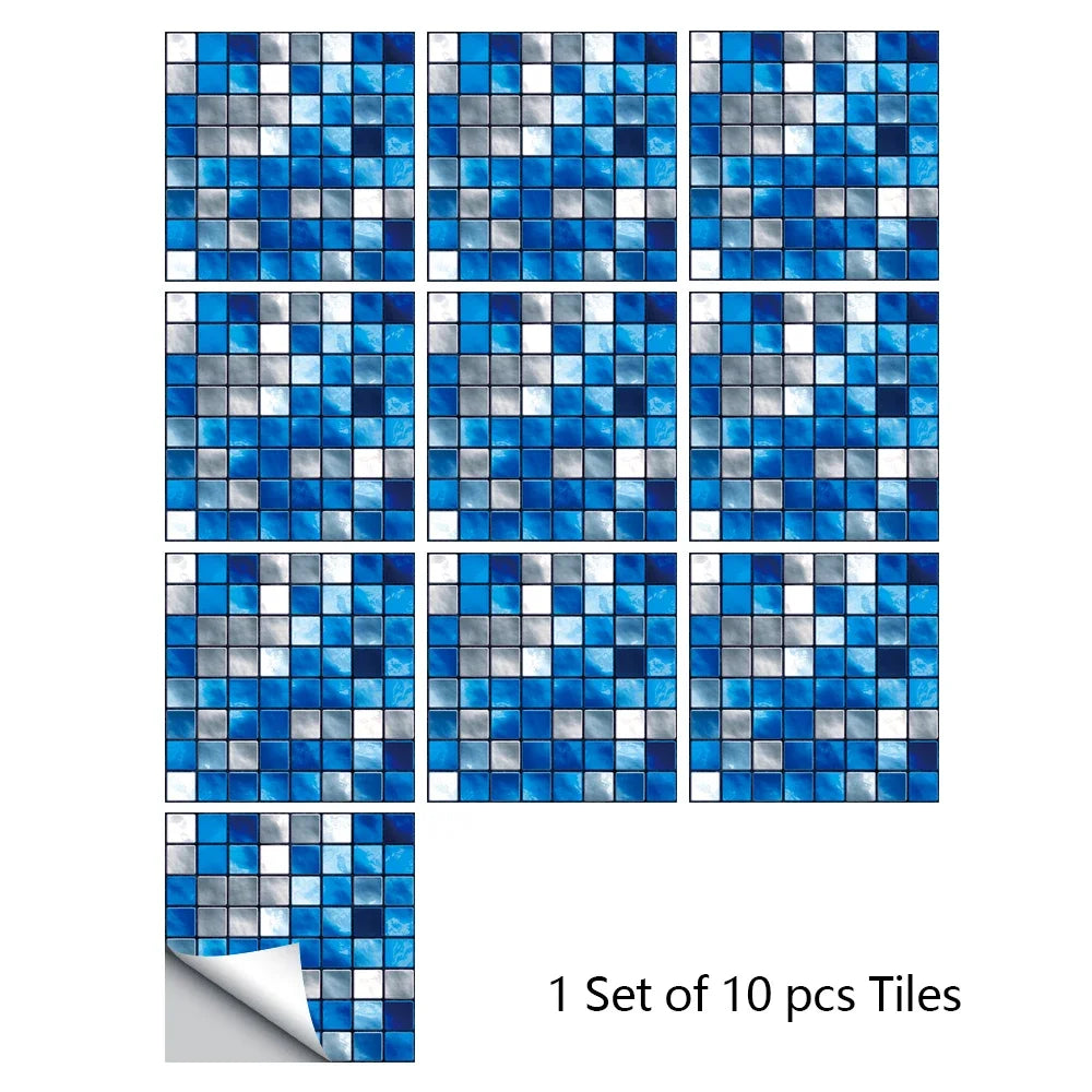 10 Miếng Dán Gạch Mosaic Tím Dán Dính 2D Cho Bếp Phòng Tắm
