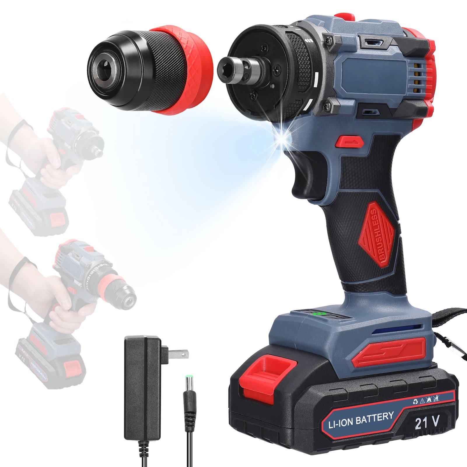 Khoan Điện 21V 2 Trong 1 Vặn Vít Không Dây 55 Nm Hiệu Quả