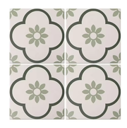Sunnda Phong cách Ý Trắng Đen Hiện đại Mộc mạc Họa tiết Hoa văn Gạch viền sứ 300x300mm Kháng khuẩn Chống trơn trượt Tường Biệt thự