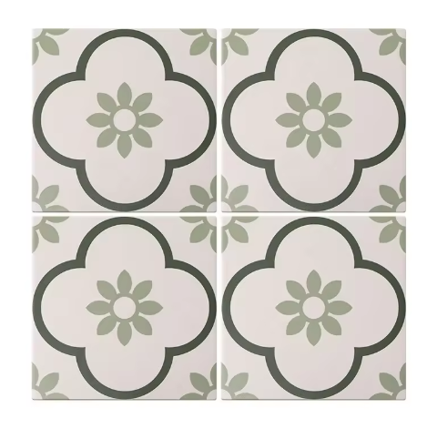 Sunnda Phong cách Ý Trắng Đen Hiện đại Mộc mạc Họa tiết Hoa văn Gạch viền sứ 300x300mm Kháng khuẩn Chống trơn trượt Tường Biệt thự