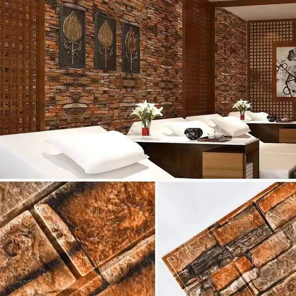 Waterproof 3D Imitation Brick Wall Stickers DIY Peel and Stick Self-adhesive Wallpaper Panel 35*38.5CM Oil Proof
