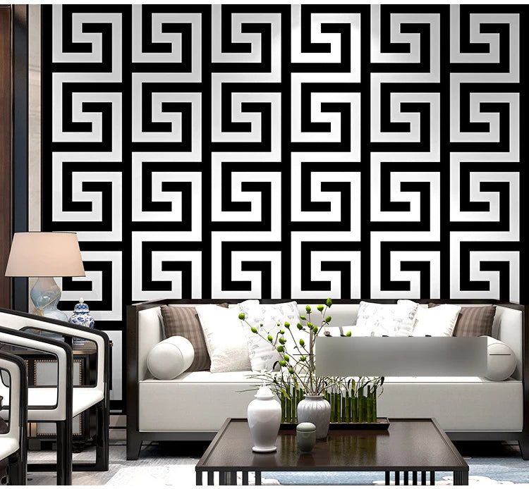 Greek Key Lattice Modern Geometric Wallpaper Hotel Study Background Wall PVC Bathroom Waterproof Wallpaper Pegatinas De Pared