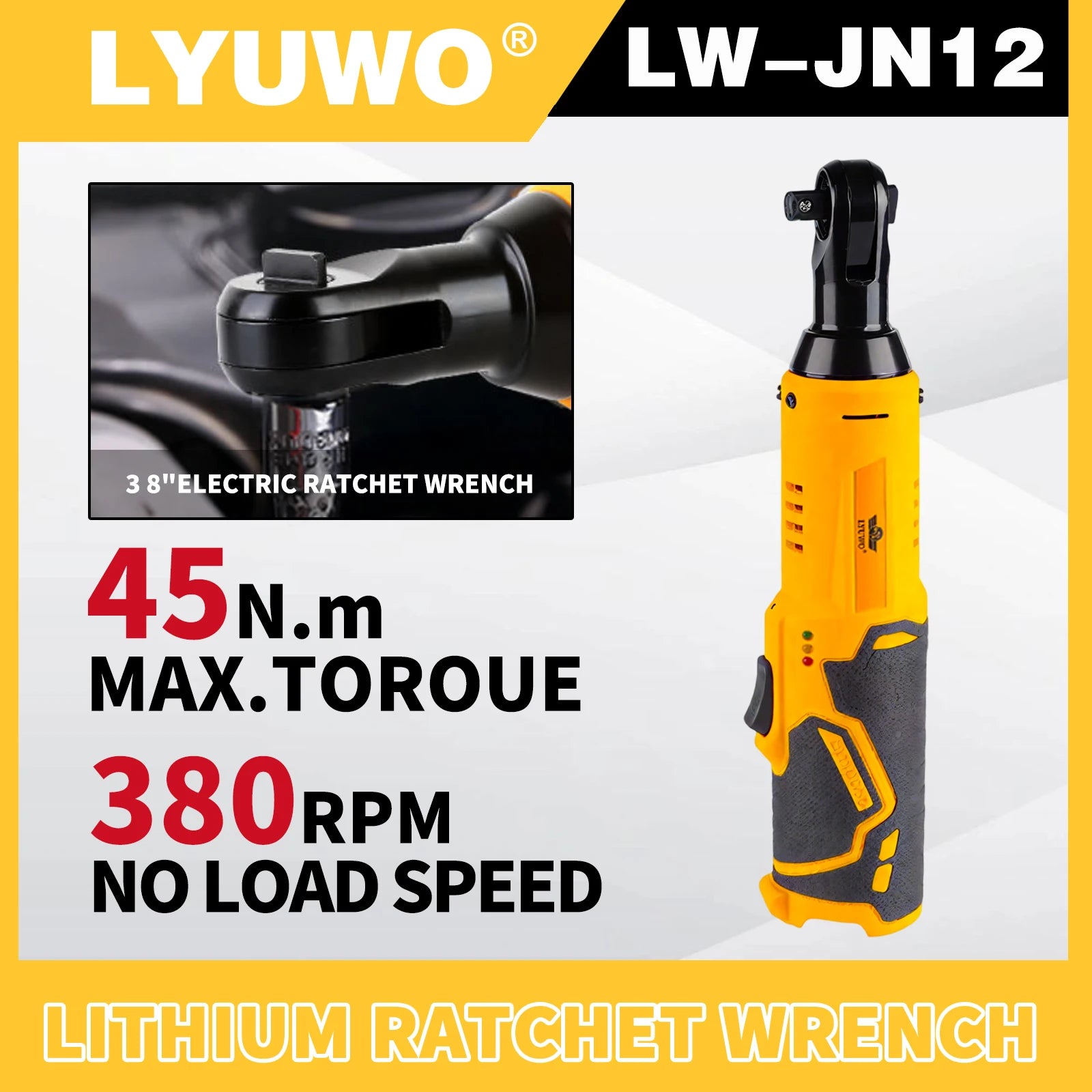 Cờ Lê Quay Điện 12V Có Pin Lithium Góc 90 Độ Nhẹ Cho Gara