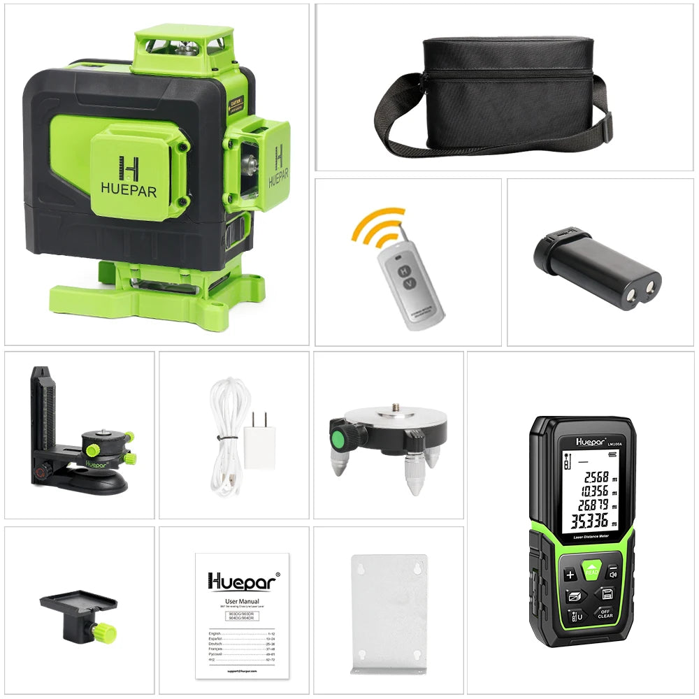 Huepar Laser 4D 16 Tia Cross Line Xanh Dieu Kien Tu Xa
