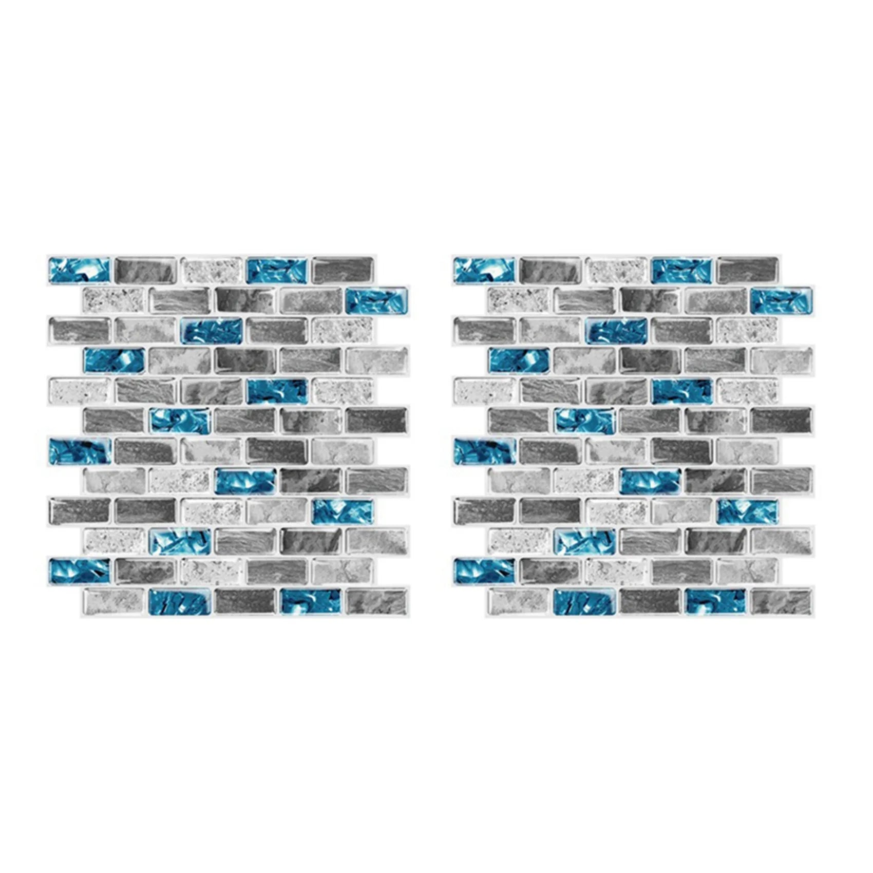 ABYN-2X Vivid Tiles Blue Peel And Stick Tiles 3D Brick Effect Waterproof Kitchen Backsplash Decor Self Adhesive Wallpaper