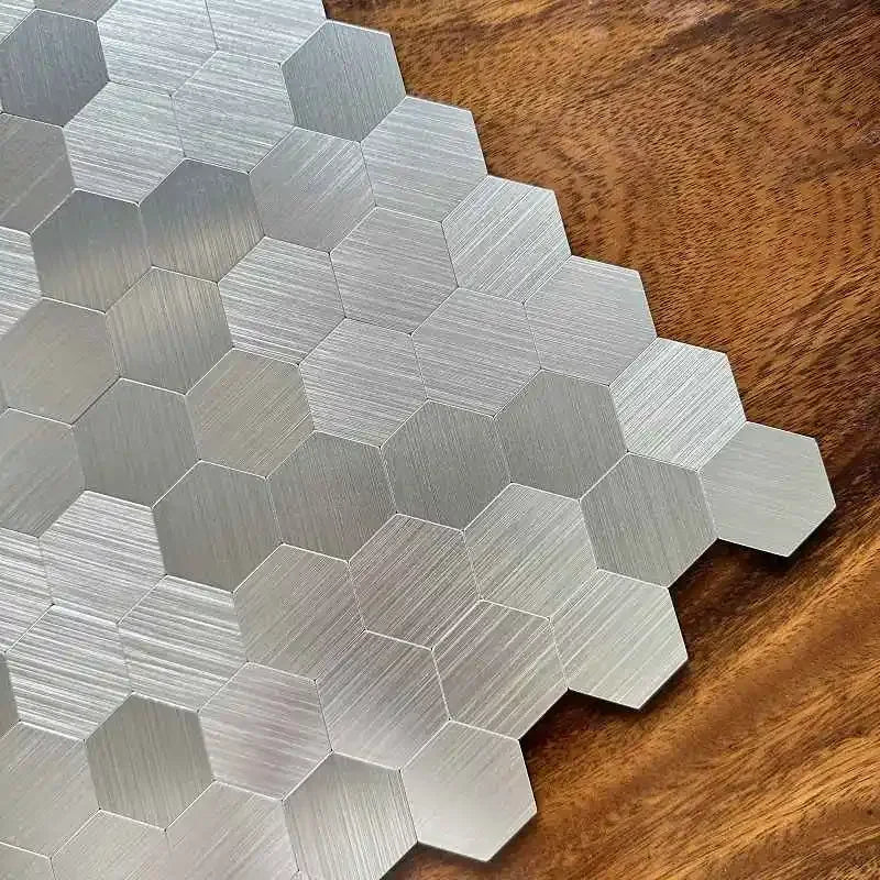 Gạch Mosaic Dán Dính Nhôm Hợp Kim Hình Lục Giác 4 Miếng