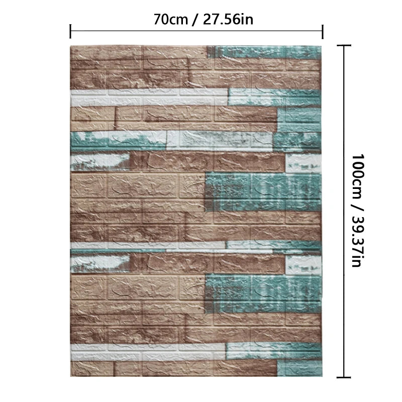 70cm*1m  3D Brick Pattern Wall Panels Wallpaper DIY Waterproof for Living Room Bedroom Kitchen Background Wall Decoration