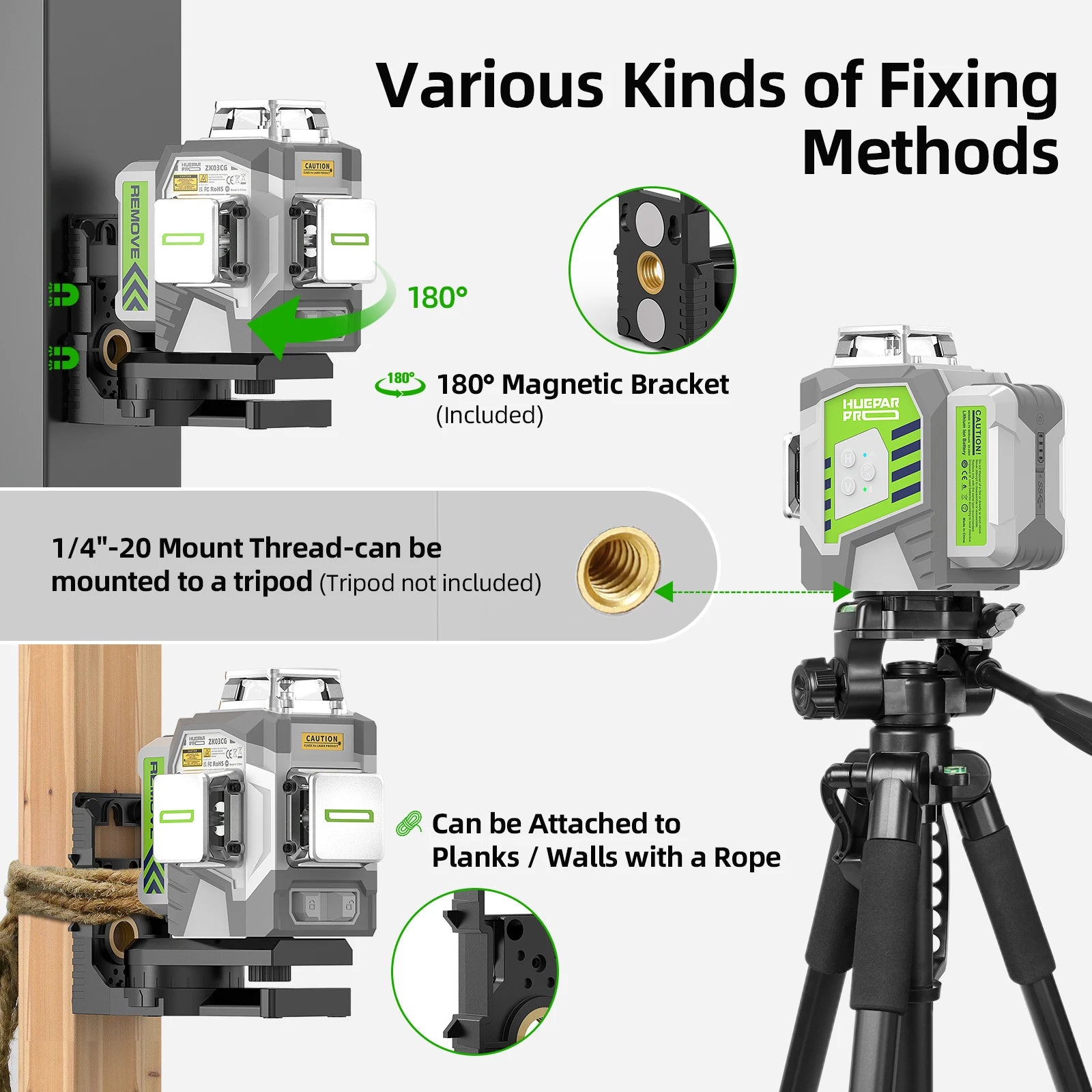 Huepar Máy Laser Dòng 12 Đường 3D Xanh Chính Xác 2mm 10m