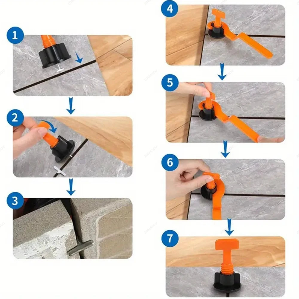 11-204Pcs Floor Ceramic Tile Leveling System Clips Spacers Porcelain Leveler Kit Construction Tools For Tile Laying Wall Fixing