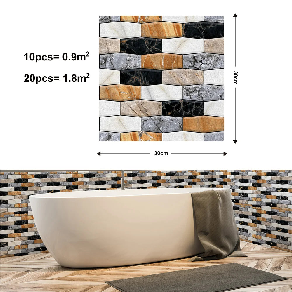 Self Adhesive Tile Wall Sticker Home Decor 3D PVC Brick Sticker Wall Decor For Kitchen Cupboard Bathroom Waterproof Wallpaper