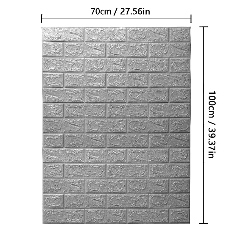 70cm*1m  3D Brick Pattern Wall Panels Wallpaper DIY Waterproof for Living Room Bedroom Kitchen Background Wall Decoration