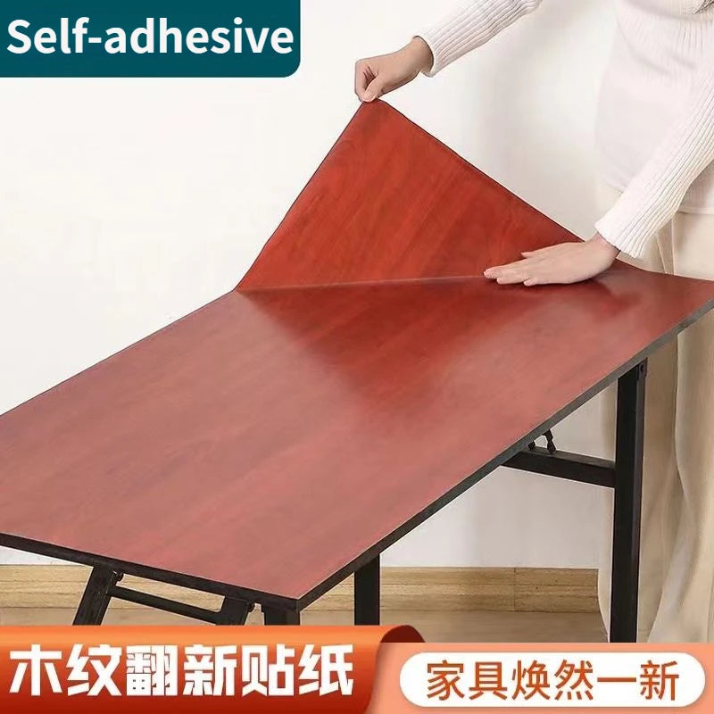 Adhesive Wallpaper Roll with 10 Meters Waterproof Wood Grain Sticker Wardrobe Cabinet Desktop Door Furniture Renovation Stickers