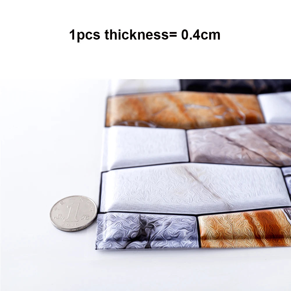 Self Adhesive Tile Wall Sticker Home Decor 3D PVC Brick Sticker Wall Decor For Kitchen Cupboard Bathroom Waterproof Wallpaper