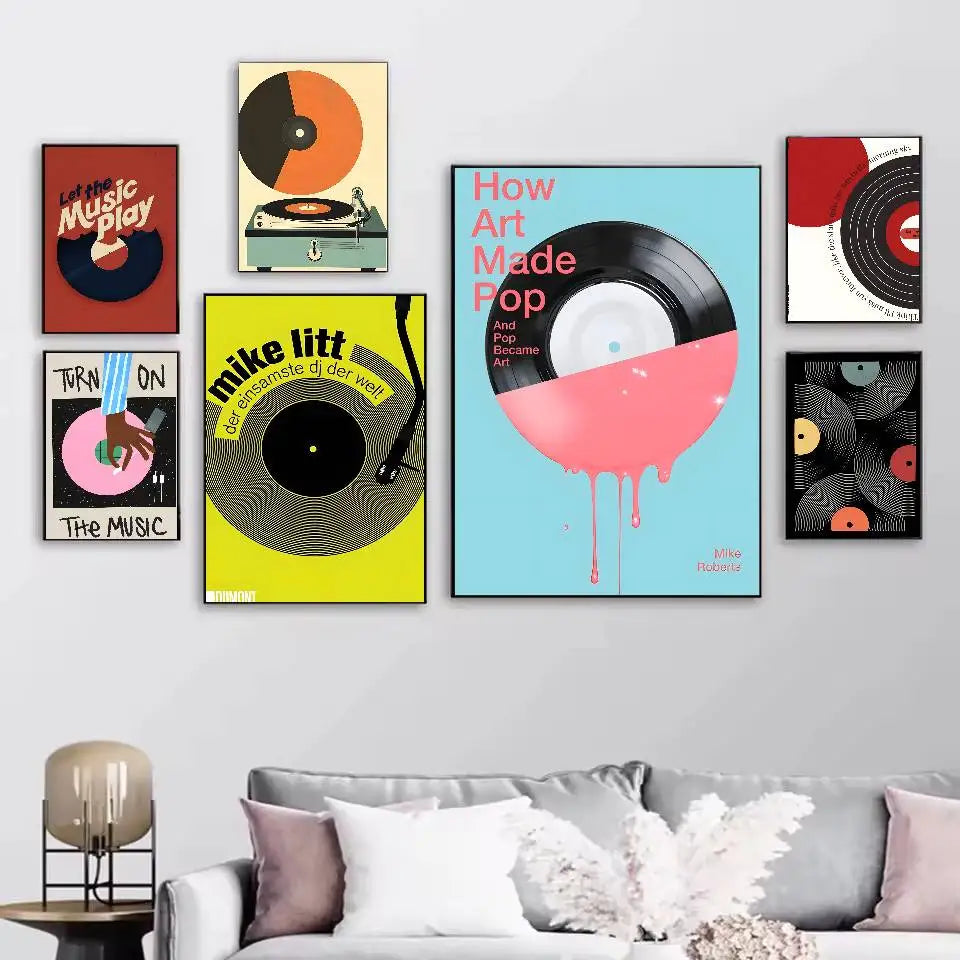 Poster Vinyl Retro Mid Century Dán Tường Tự Dính Chống Nước