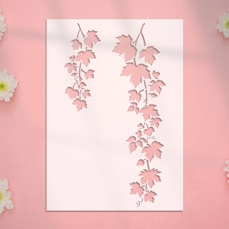 YOMDID 1pc Leaf Pattern PET Painting Hollow Out Stencil Reusable DIY Leaf Graffiti Airbrush Art Craft Decoration Template
