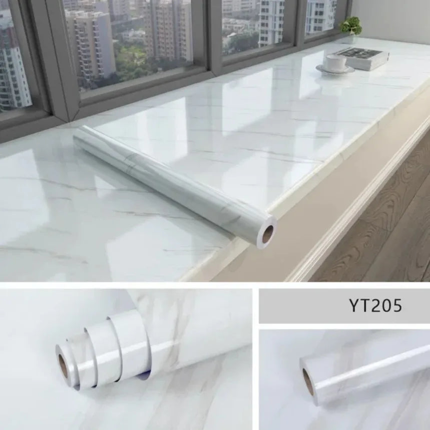 Modern Waterproof Marble Wallpaper Self Adhesive Foil Mould Proof Stickers for Kitchen High Temperature Resistant Wall Decor