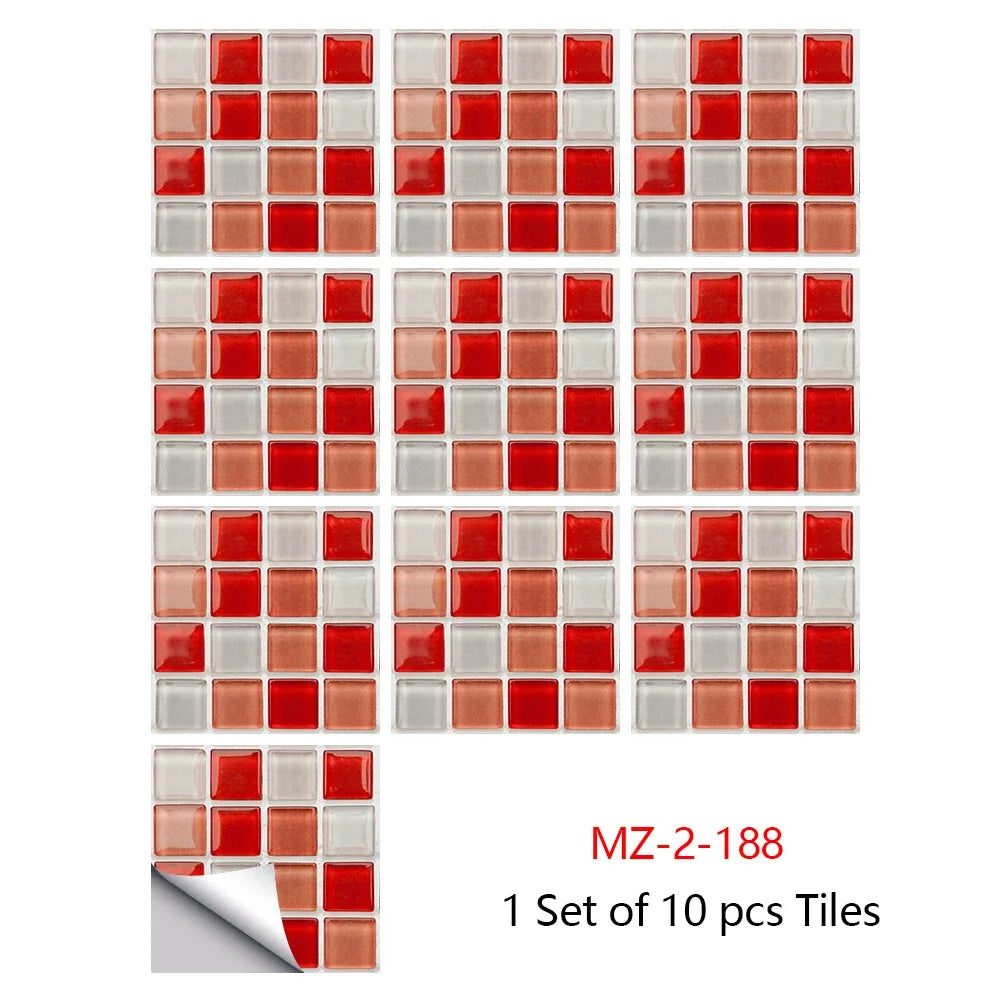 10 Miếng Dán Gạch Mosaic Tím Dán Dính 2D Cho Bếp Phòng Tắm