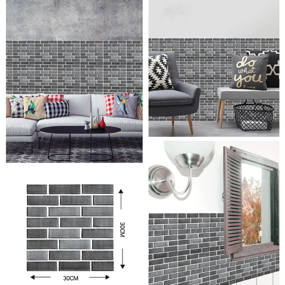 Self Adhesive Tile Wall Sticker Home Decor 3D PVC Brick Sticker Wall Decor For Kitchen Cupboard Bathroom Waterproof Wallpaper