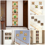 Bộ 4 Cây Giả Dán Tường Chậu Trang Trí PVC Không Thấm Nước