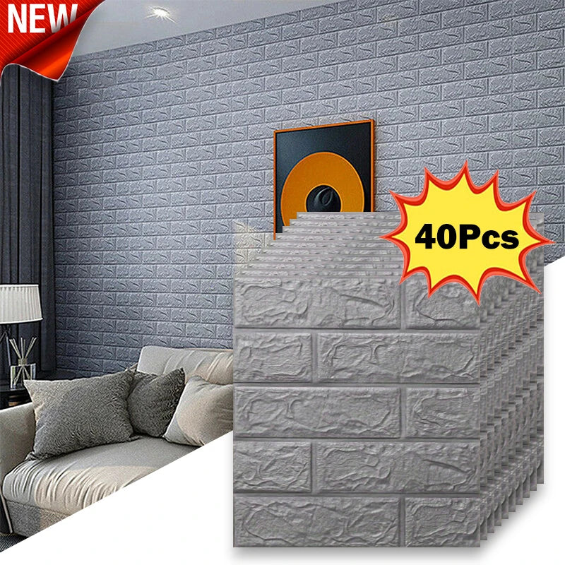 40 pieces of 38.5X35cm decorative self-adhesive waterproof and moisture-proof imitation brick wallpaper for bedroom walls