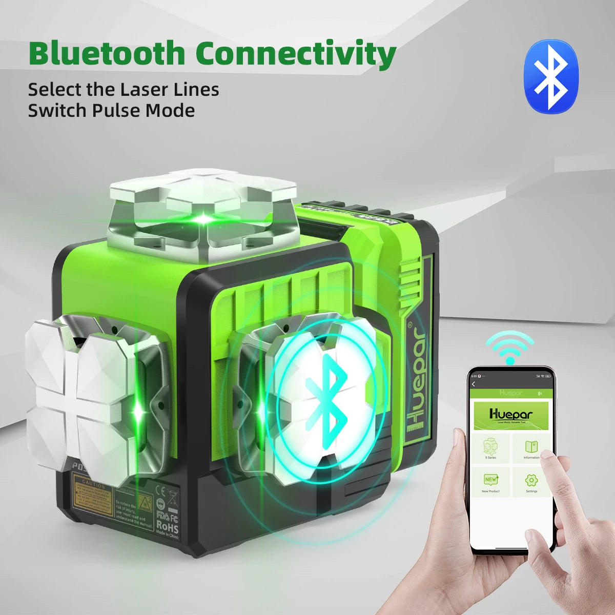 Huepar Máy Laser Xanh 3D 12 Dòng Điều Khiển Bluetooth P03