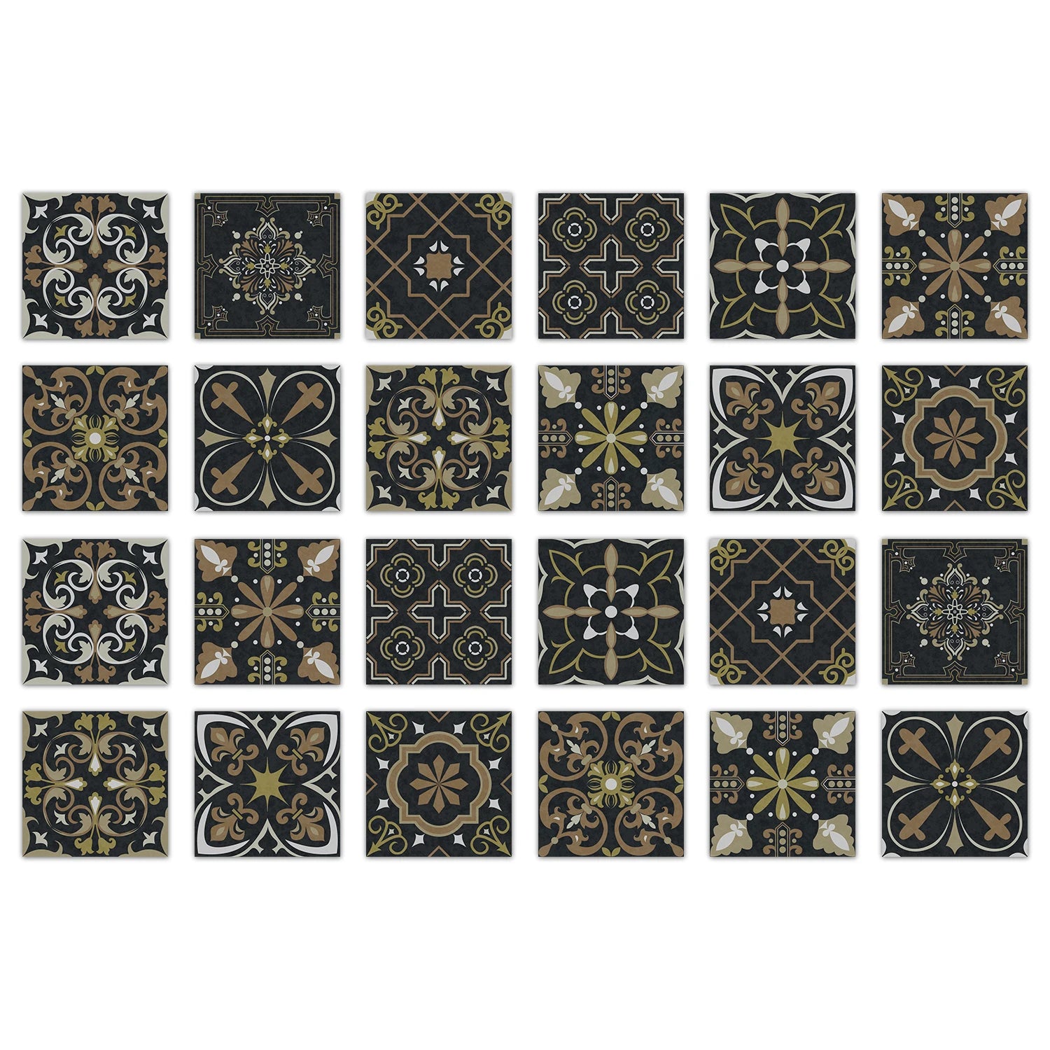 24pcs Art Tile Self-adhesive 3D Wall Sticker Kitchen Wallpaper  For Living Room Bathroom Decoration Murals Waterproof Decals