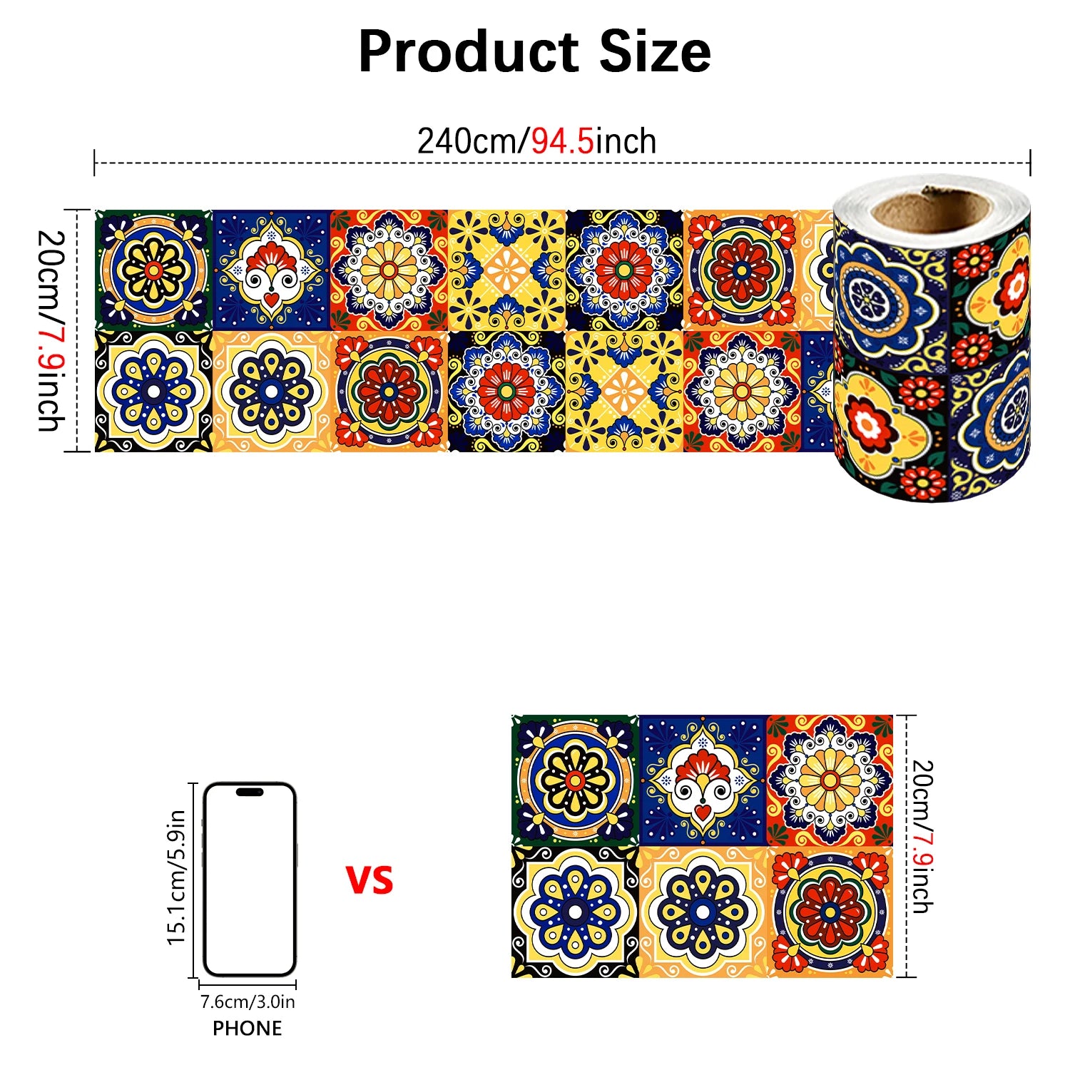 Dán Tường Gạch Men Mandala Màu Chống Thấm Bếp Phòng Tắm