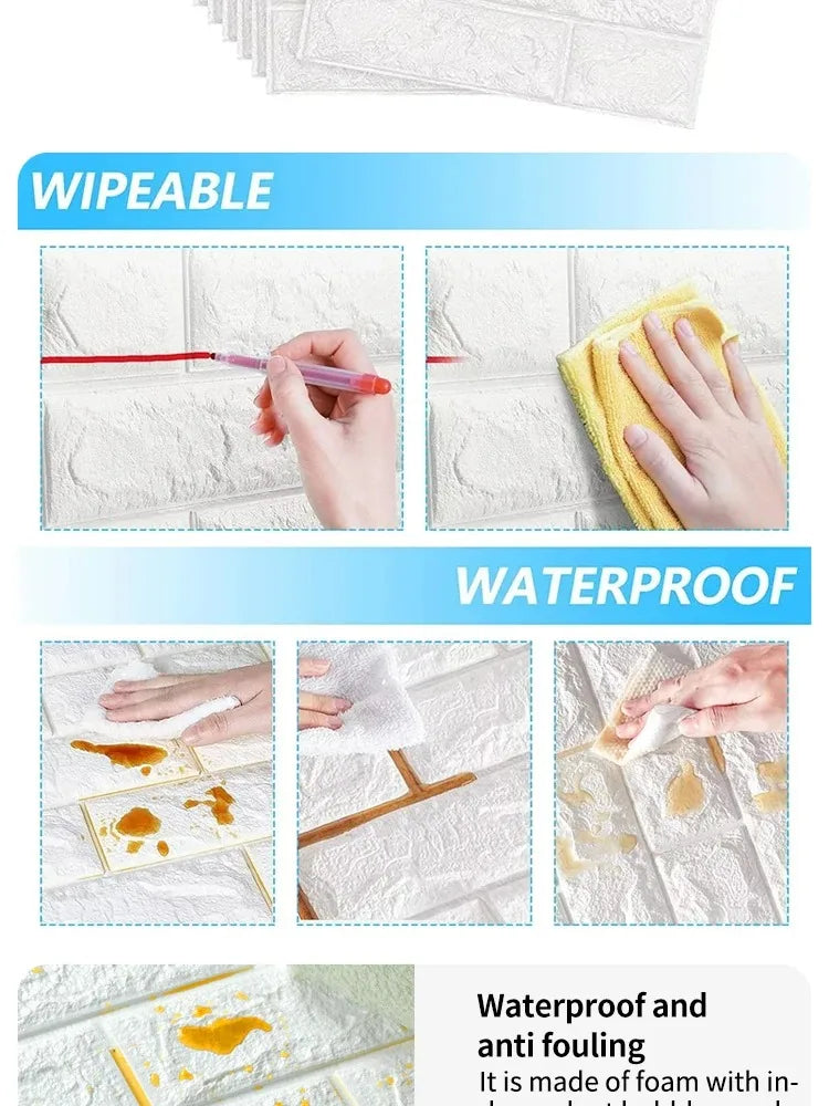10-40pcs 38.5cmx35cm 3D Wall Stickers Self-adhesive Wallpaper Oil and Moisture Resistant Stain Resistant  Decorative Stickers ﻿