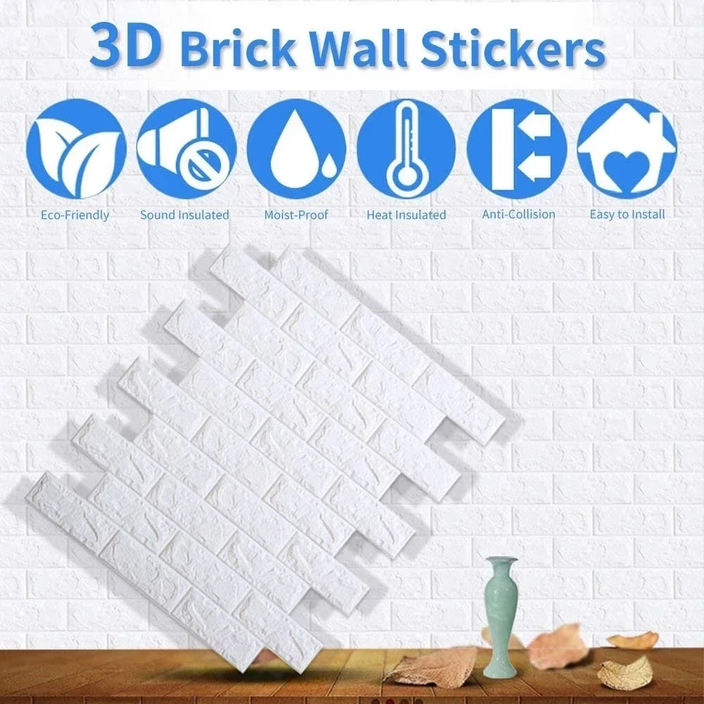 10 Miếng Dán Tường 3D Tự Dính Trang Trí Nhà Phòng Khách