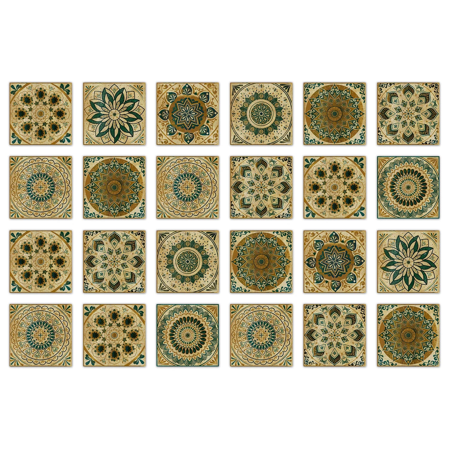 24pcs Art Tile Self-adhesive 3D Wall Sticker Kitchen Wallpaper  For Living Room Bathroom Decoration Murals Waterproof Decals