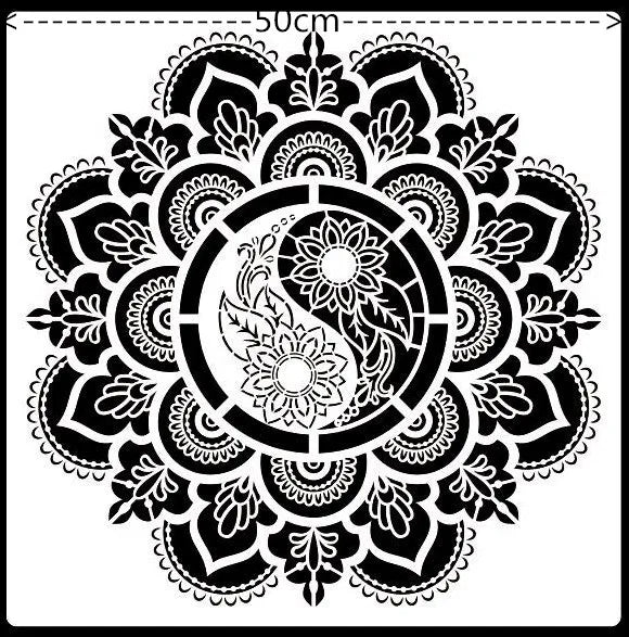 Khuon Mandala DIY 50x50 Cm Cho Ve Stencil Tren Go Vai Tuong