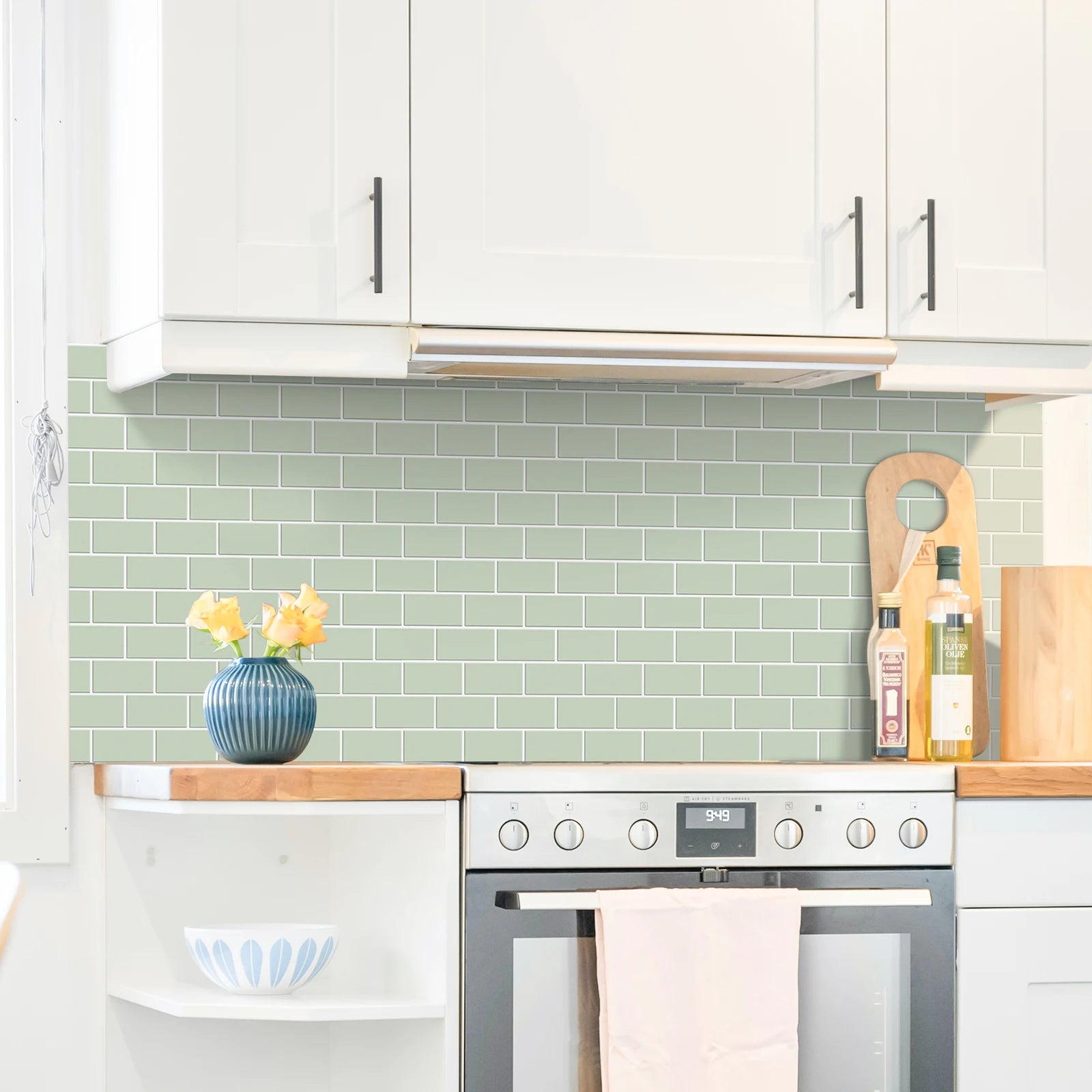 5pcs Subway Design Wall Tile Sticker Peel and Stick Thicker Backsplash 3DWallpaper Stick on Wall for Kitchen RV Room Decor