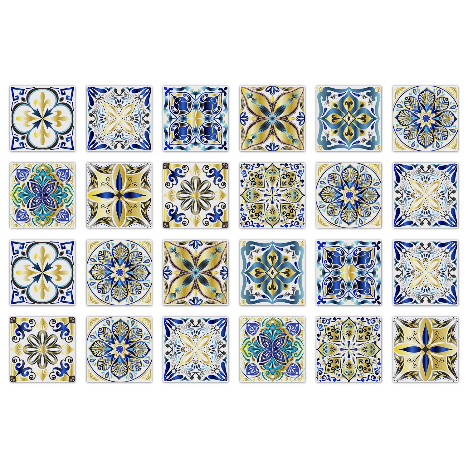 24pcs Art Tile Self-adhesive 3D Wall Sticker Kitchen Wallpaper  For Living Room Bathroom Decoration Murals Waterproof Decals