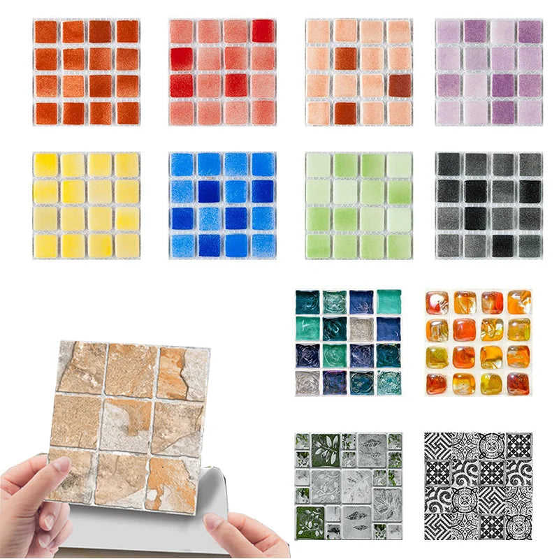 Bộ 10 Miếng Gạch Mosaic 3D Dán Tường Chống Thấm Phòng Tắm