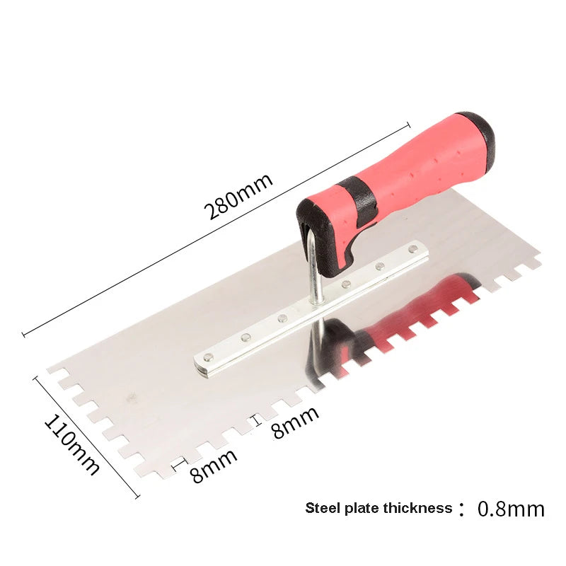 Stainless Steel Toothed Trowel, Trowel, Scraper, Bricklayer Scraper, Serrated Tile Tool