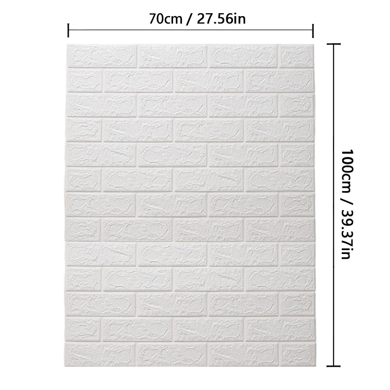 70cm*1m  3D Brick Pattern Wall Panels Wallpaper DIY Waterproof for Living Room Bedroom Kitchen Background Wall Decoration