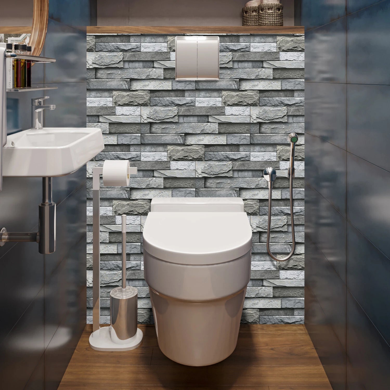 6 Bộ Dán Tường 3D Giả Gạch Đá 30x15cm Chống Thấm Dầu